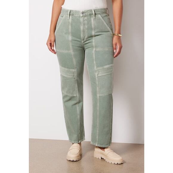 NWT AGOLDE Cooper Cargo High Rise Straight Leg Jean Sz 34 Salamander Green - Picture 4 of 16